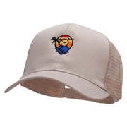 Vacation Location Embroidered Solid Cotton Prostyle Twill Mesh Cap - Khaki OSFM