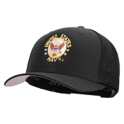 Licensed US Navy Circle Emblem Embroidered Flexfit Mesh Trucker Cap - Black OSFM