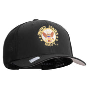 Licensed US Navy Circle Emblem Embroidered Flexfit Mesh Trucker Cap - Black OSFM