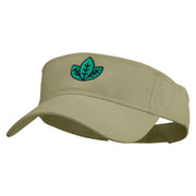 Green Leaf Embroidered Cotton Twill Sun Visor - Khaki OSFM