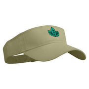 Green Leaf Embroidered Cotton Twill Sun Visor - Khaki OSFM