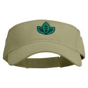 Green Leaf Embroidered Cotton Twill Sun Visor - Khaki OSFM