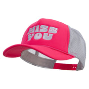 Miss You Embroidered Summer Foam Mesh Trucker Cap - Magenta-Grey OSFM