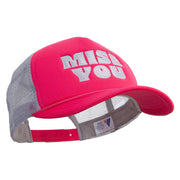 Miss You Embroidered Summer Foam Mesh Trucker Cap - Magenta-Grey OSFM