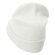 I Love Basketball Embroidered 12 Inch Long Knitted Beanie - White OSFM