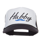 Hubby Mustache Embroidered Foam Mesh Cap