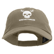 Skull Special Forces Embroidered Low Profile Dyed Cotton Twill Cap - Olive OSFM