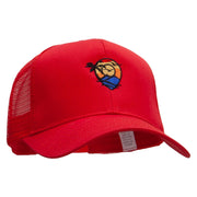 Vacation Location Embroidered Solid Cotton Prostyle Twill Mesh Cap - Red OSFM