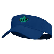 Green Leaf Embroidered Cotton Twill Sun Visor - Royal OSFM