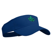 Green Leaf Embroidered Cotton Twill Sun Visor - Royal OSFM