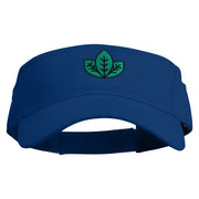 Green Leaf Embroidered Cotton Twill Sun Visor - Royal OSFM