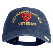 3rd Marine Division Veteran Embroidered Washed Solid Pigment Dyed Cotton Twill Brass Buckle Cap - Navy OSFM