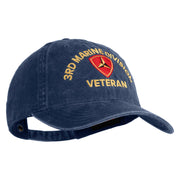 3rd Marine Division Veteran Embroidered Washed Solid Pigment Dyed Cotton Twill Brass Buckle Cap - Navy OSFM