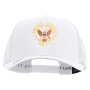 Licensed US Navy Circle Emblem Embroidered Flexfit Mesh Trucker Cap - White OSFM