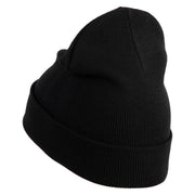 Jesus Fish Religious Iron on Patched 12 Inch Long Knitted Beanie - Black OSFM