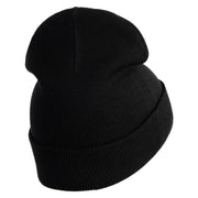 Jesus Fish Religious Iron on Patched 12 Inch Long Knitted Beanie - Black OSFM