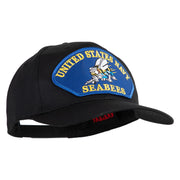 United State Navy Seabees Blue Patched Solid Cotton Twill Pro Style Cap - Black OSFM