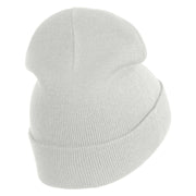Jesus Fish Religious Iron on Patched 12 Inch Long Knitted Beanie - White OSFM
