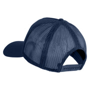 USA Gold Flag Veteran Patched Solid Cotton Twill 5 panel Mesh Back Cap - Navy OSFM
