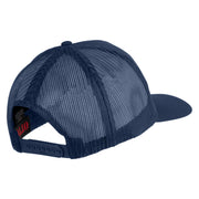 USA Gold Flag Veteran Patched Solid Cotton Twill 5 panel Mesh Back Cap - Navy OSFM