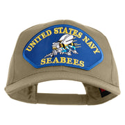 United State Navy Seabees Blue Patched Solid Cotton Twill Pro Style Cap - Khaki OSFM