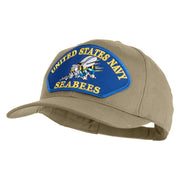 United State Navy Seabees Blue Patched Solid Cotton Twill Pro Style Cap - Khaki OSFM