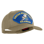 United State Navy Seabees Blue Patched Solid Cotton Twill Pro Style Cap - Khaki OSFM
