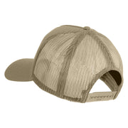 USA Gold Flag Veteran Patched Solid Cotton Twill 5 panel Mesh Back Cap - Khaki OSFM