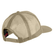 USA Gold Flag Veteran Patched Solid Cotton Twill 5 panel Mesh Back Cap - Khaki OSFM