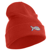 Jesus Fish Religious Iron on Patched 12 Inch Long Knitted Beanie - Rust OSFM