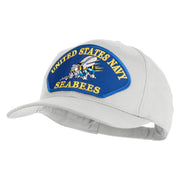 United State Navy Seabees Blue Patched Solid Cotton Twill Pro Style Cap - White OSFM