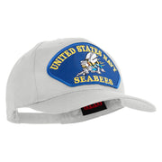 United State Navy Seabees Blue Patched Solid Cotton Twill Pro Style Cap - White OSFM