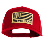 USA Gold Flag Veteran Patched Solid Cotton Twill 5 panel Mesh Back Cap - Red OSFM