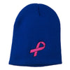 Pink Ribbon Breast Cancer Embroidered Short Beanie