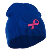 Pink Ribbon Breast Cancer Embroidered Short Beanie