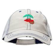 Chocolate Covered Cherry Embroidered Low Profile Special Cotton Mesh Cap - Putty OSFM