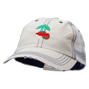 Chocolate Covered Cherry Embroidered Low Profile Special Cotton Mesh Cap - Putty OSFM