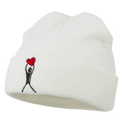 Breast Cancer Body Heart Embroidered Long Beanie