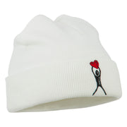 Breast Cancer Body Heart Embroidered Long Beanie