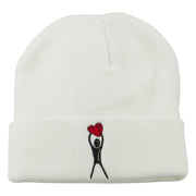 Breast Cancer Body Heart Embroidered Long Beanie