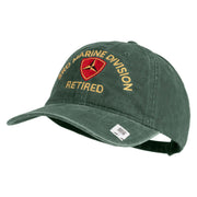 3rd Marine Division Retired Embroidered Washed Solid Pigment Dyed Cotton Twill Brass Buckle Cap - Dk-Green OSFM