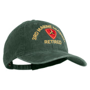 3rd Marine Division Retired Embroidered Washed Solid Pigment Dyed Cotton Twill Brass Buckle Cap - Dk-Green OSFM