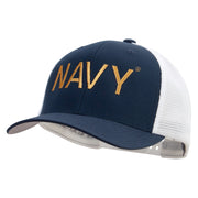 Licensed US Navy Embroidered Flexfit 2 Tone Mesh Cap - Navy-White OSFM