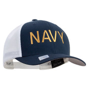 Licensed US Navy Embroidered Flexfit 2 Tone Mesh Cap - Navy-White OSFM