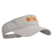 Autumn Leaves Embroidered Pro Style Cotton Twill Washed Visor - Stone OSFM