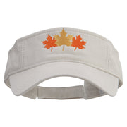 Autumn Leaves Embroidered Pro Style Cotton Twill Washed Visor - Stone OSFM