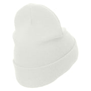 Basketball Basket Logo Embroidered 12 Inch Long Knitted Beanie - White OSFM