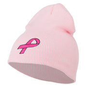 Pink Ribbon Breast Cancer Embroidered Short Beanie