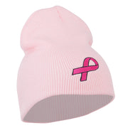 Pink Ribbon Breast Cancer Embroidered Short Beanie