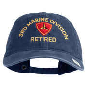 3rd Marine Division Retired Embroidered Washed Solid Pigment Dyed Cotton Twill Brass Buckle Cap - Navy OSFM